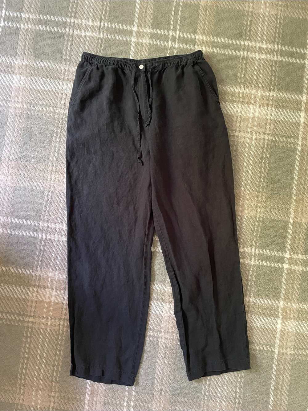 VTG Talbots Irish linen straight leg black pants L